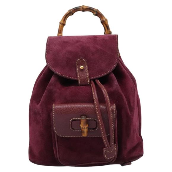Gucci Bamboo Purple Suede backpack - Picture 1 of 10